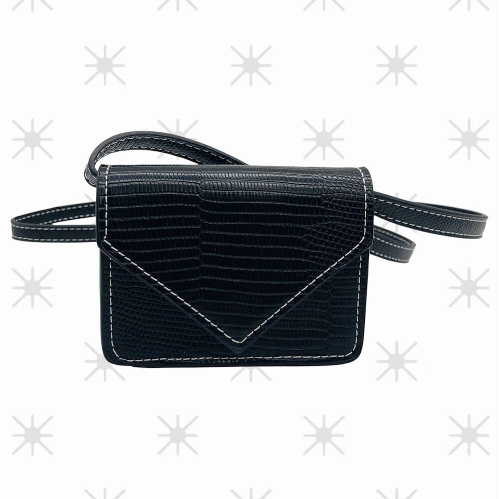 Urban Outfitters UO Lou Mini Crossbody Bag Magnetic Closure Black Beige Lining